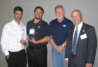 L to R: Jonny Watkins, Allpax; Tim Crone, ID Technology; Joe Busha, Wexxar Packaging; and Mark Anderson, President and CEO, Pro