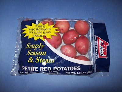 Steaming bag is included with the fresh potatoes.