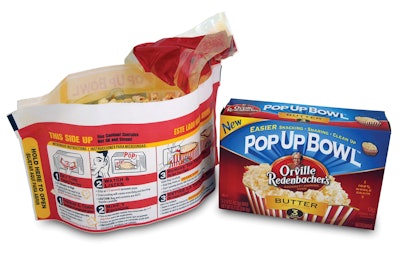 The package's tear-away film lid and outer folding carton.