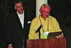 Donley accepts plaque, joined by Joe Jaruszewski, president of CPA and of Market Resource Packaging.