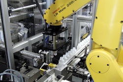 For bottle reducers, the EOAT requires a guidepost in addition to the vacuum to ensure they do not fall off the robot head before being seated in the bottle neck.