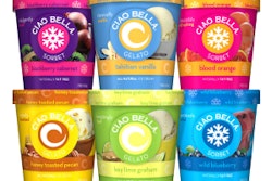 New packaging for Ciao Bella gelato and sorbet offers multiple cues to the consumer on the product type and flavor.