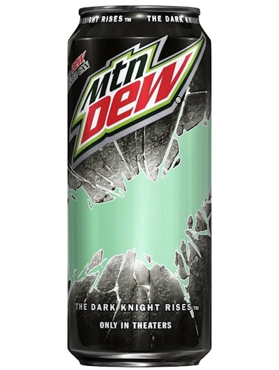 When can is chilled, the image of a bat appears in Mountain Dew green.