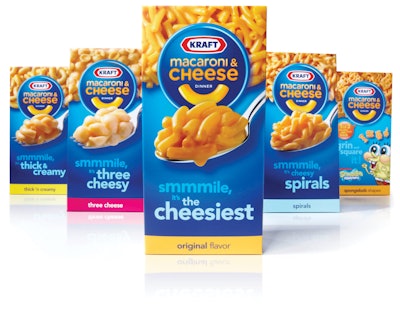 When Kraft Mac&Cheese changed its primary graphics, they wisely maintained the branding, color, and spoon graphic.