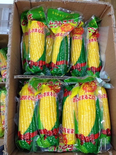 Individually shrink-wrapped sweet corn