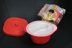 A 7-layer coex thermoformed into what looks like a Le Crouset pot.