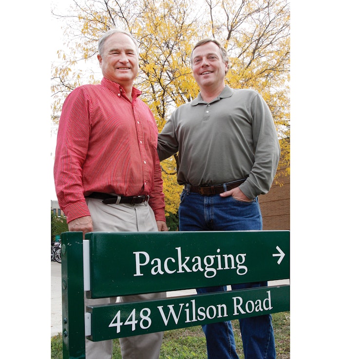Brian Wagner (right) returned to the MSU campus to visit with his former teacher Bruce Harte and interview him for this story.