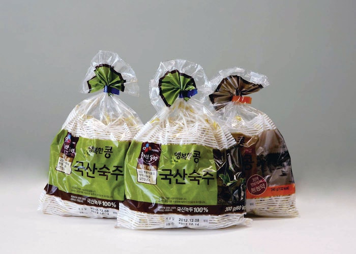IMPROVED FRESHNESS & SALES. Bean sprouts packaged in the oxygen barrier film bags have yielded prolonged product freshness and increased sales.