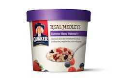 Quaker’s Real Medleys fruit and nut oatmeal blends come in a custom cup that uses a paperboard and plastic combination for a contemporary feel and functional performance.