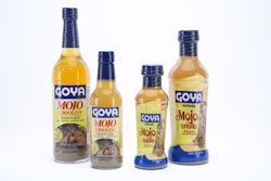 Goya switched from glass (at left) to PET bottles (right) for its line of marinades.