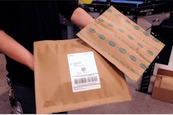 The final package comprises two layers of material sealed tightly together around the product, suspending it and protecting it during shipping.