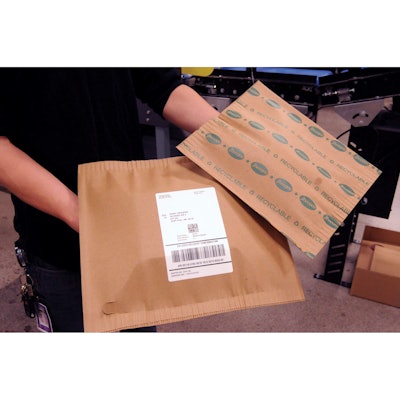 The final package comprises two layers of material sealed tightly together around the product, suspending it and protecting it during shipping.
