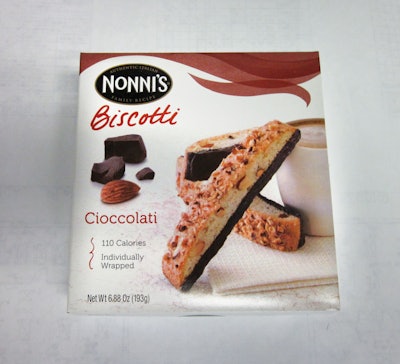 Nonni’s packs eight- and 10-count cartons and tubs of its Italian-style biscotti dunking cookies in a range of flavors at its Ferndale, NY, facility.