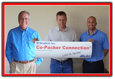 1,000th co-packing plant a fait accomplit. Left to right: Thomas, Augustyn and Terry Allen, Sealed Air territory sales manager for Southern California.