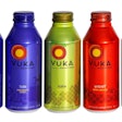 Shown here is a photo of Vuka energy drinks in Ball's 16-oz Alumi-Tek bottles, which provide graphic punch and are recyclable.