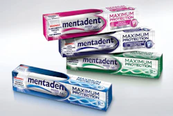 This is a photo of Mentadent's PET toothpaste packs.