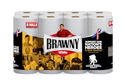 This photo shows Brawny's eight-pack package, which helps support the Wounded Warrior project.