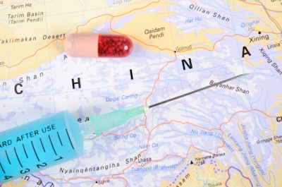 This photo shows a China medical device and pharmaceutical market map graphic.