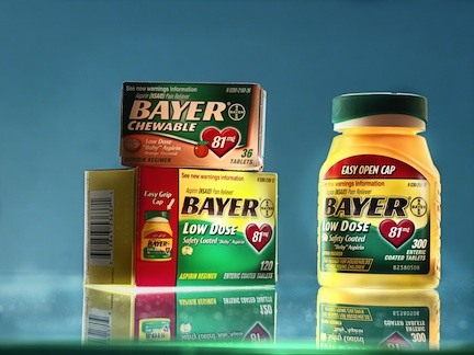 Bayer aspirin packaging.