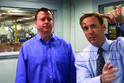 CSS President & CEO Elisha Tropper (right) and company VP of Sales & Marketing Brian Lyle analyze the different packaging configuration options yielded by alternative security-seal product designs.