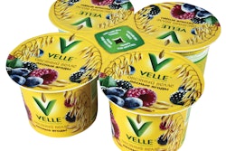 Paper labels on the cups themselves and the polyester lidding material both carry gorgeous graphics that convey an “oats” message.