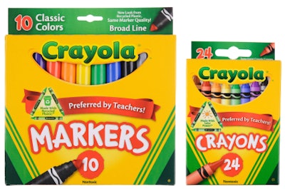 CONVEYING FUN. When consumers hone in on Crayola crayons, they see a cutout that shows a range of crayon colors within their boxes. This clever cutout has been broadened into a “smile” that promises fun for customers.