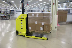 AGV styles. One function of the Forked Straddle AGV is to bring pallet loads of in-process or finished goods from 29 packaging lines.