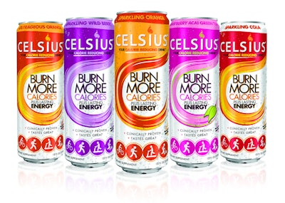 Sleek aluminum cans with brighter graphics deliver appeal for this vitamin-enhanced, pre-exercise beverage that aims to burn calories. This illustrates how all package design is a balance between marketing, branding, and product information.