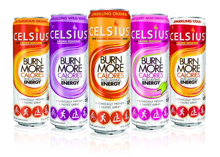 Sleek aluminum cans with brighter graphics deliver appeal for this vitamin-enhanced, pre-exercise beverage that aims to burn calories. This illustrates how all package design is a balance between marketing, branding, and product information.
