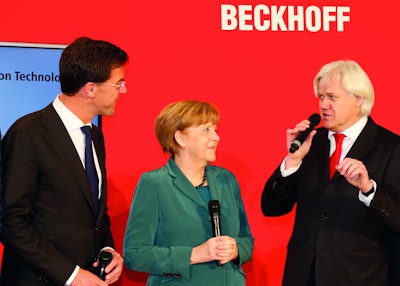 German Federal Chancellor Angela Merkel at the Beckhoff booth at Hanover Messe.