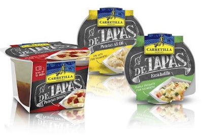Barrier packaging plus 'patented sterilization process' brings 12-month unrefrigerated shelf life to this new line of tapas from Spain.