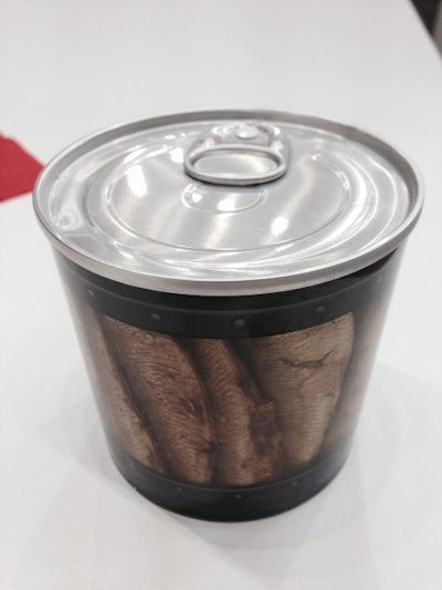Latvia's Brivais Vilnis puts sardines in this IML PP container that's retorted for a 2-two-year shelf life.