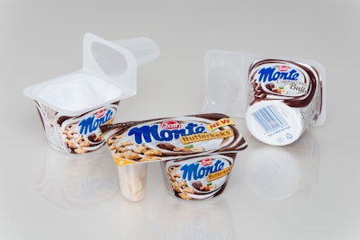 Special IML technology delivers great graphics on this two-chamber dessert cup.