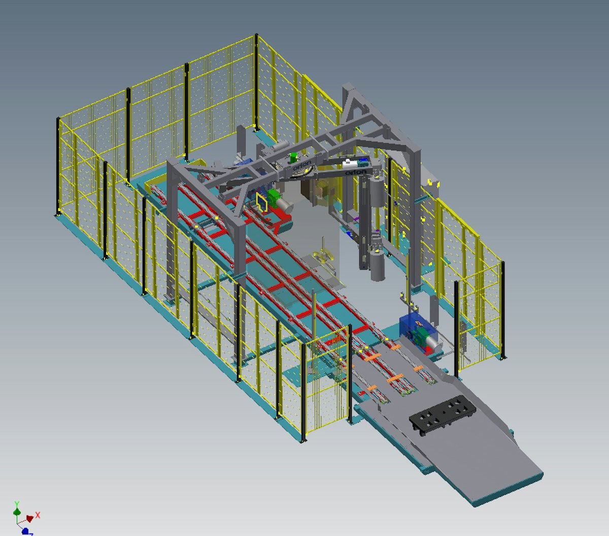 Orion Packaging Chain conveyor pallet wrap system From Orion