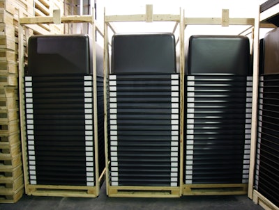 LARGER STACKS. The recycled paperboard edge protector is strong enough to stand the weight of the other liners, allowing IVF to increase its stack size from 20 to 22 liners.