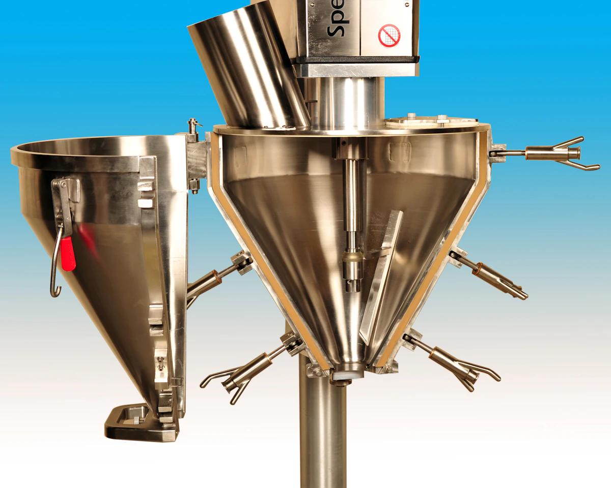 Speedee Rx Machine Spee-Dee: 20-gallon split hopper From: Spee-Dee Packaging Machinery ...