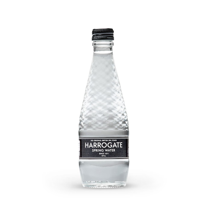 Th Diamond effect bottle for Harrogate Water Brands.