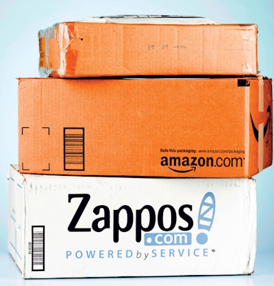 FREE ADVERTISING. For e-commerce retailers such as Amazon and Zappos, branding on the outside of the shipper extends their marketing message throughout the supply chain.