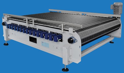 Alignment conveyor. The ARB alignment conveyor segment uses 16 ERD electric actuators to activate rollers on the belt to align moving packages in pallet layers.