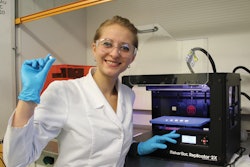 PERSONALIZED MEDICINE. Britain’s University of Central Lancashire is developing a 3D printer that can produce a tablet with precise drug quantities of meds for individuals. Here, student Katazyna Pietrzak holds a 3D-printed theophylline tablet made of 100% pharmaceutical-grade materials