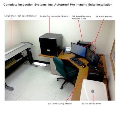 Noven Pharmaceutical's incoming inspection area is used to verifiy incoming materials for copy, Braille, and barcodes.