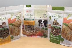 STANDING UP AND OUT. The stand-up, modified atmosphere-packed pouches feature transparent front windows to clearly reveal the package contents.