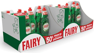 IN-STORE THEATRE. A change in approach for Fairy’s shelf-ready packaging from technical transportation to in-store theatre has resulted in a commercially viable pack that has markedly increased sales and saved costs.