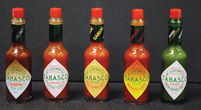SPICY VARIETY. Tabasco® sauces are marketed in a range of flavors for international distribution.