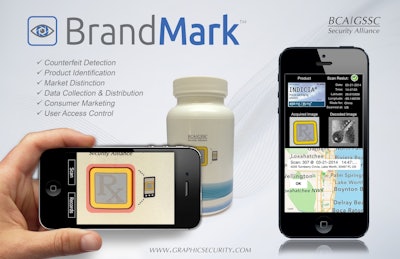 BrandMark™ customizable security system uses an encoded icon that can be authenticated using a smartphone app.