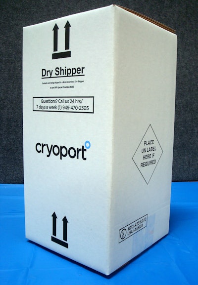 Clinical diagnostic laboratory CombiMatrix teams with Cryoport for the distribution of its new CombiPGS™ genetic screening test. Here we see a Cryoport shipper in transit.
