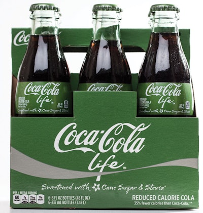 REAL INGREDIENTS. Coca-Cola Life’s packaging uses a green color that conveys that the product is something new and different for the brand—something natural.