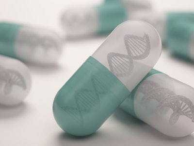 This photo shows capsules with a DNA imprinted on them.