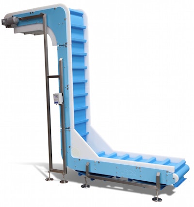 The DynaClean Vertical Z conveyor offers a cost-effective way of moving product to higher elevations.