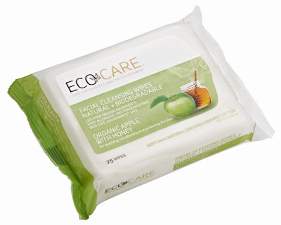 Packaging for these facial wipes uses renewable and recyclable resin for a lower carbon footprint than its competitors.